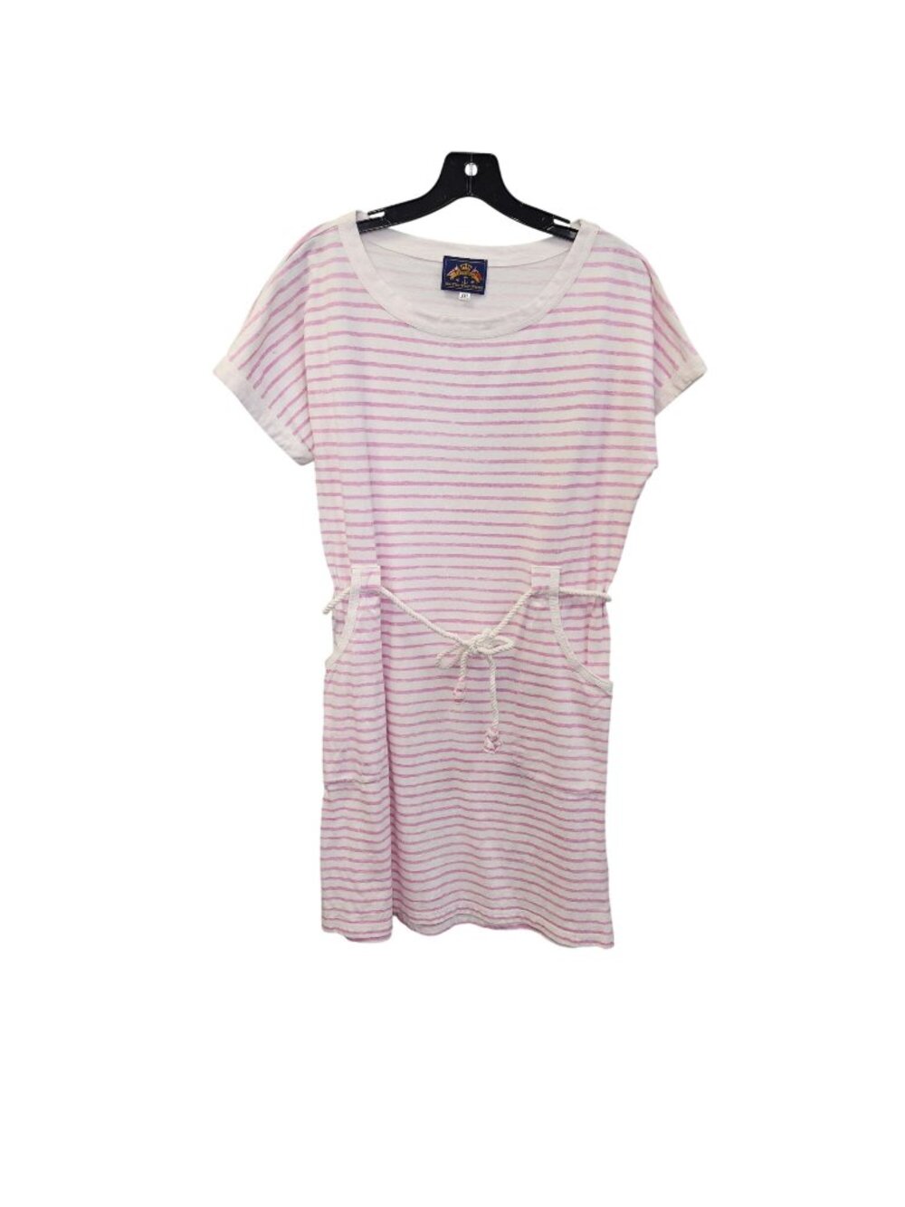 Pussers British West Indies XXL Striped Pink & White Cotton Casual Dress W/ Rope